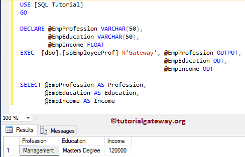Output Parameters in Stored Procedure 7