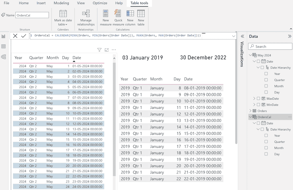 POWER BI DAX CALENDAR Function 2