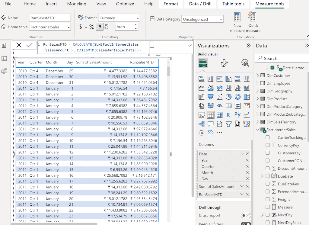 POWER BI DAX DATESMTD Function