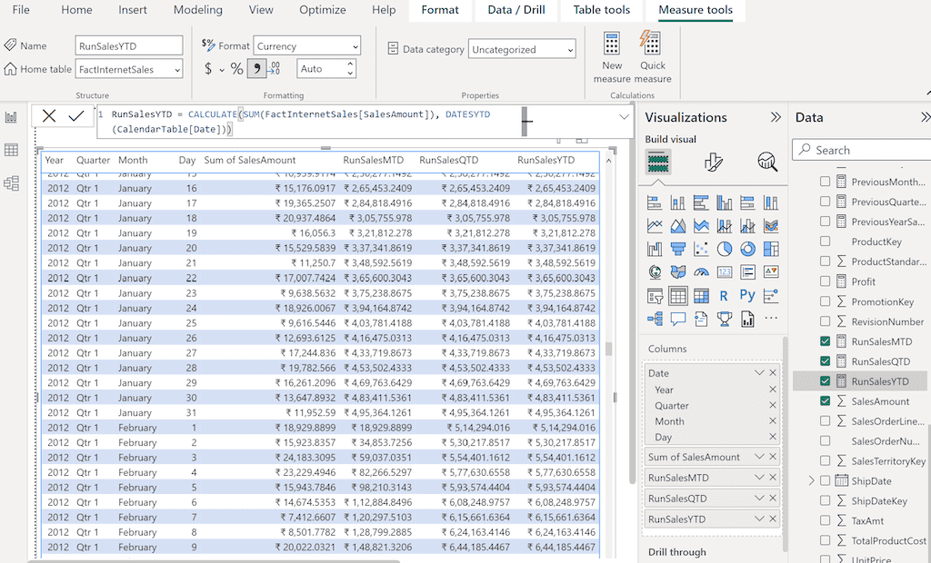 POWER BI DAX DATESYTD Function 1