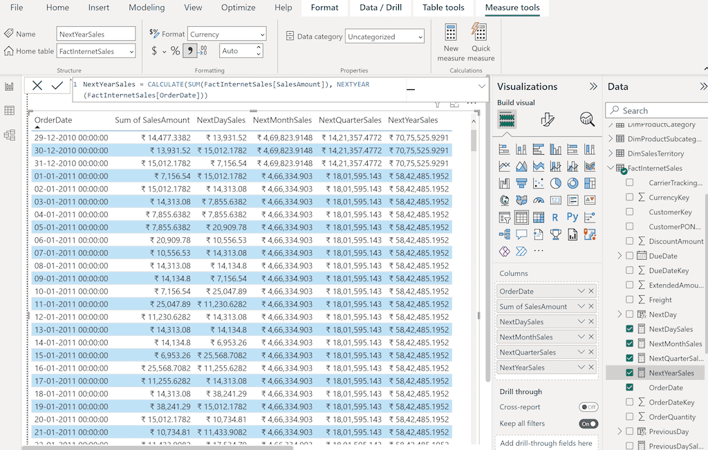 POWER BI DAX NEXTYEAR Function 1