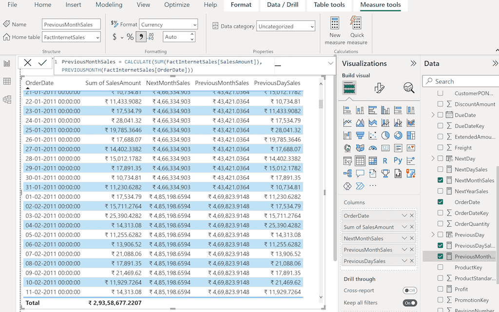 POWER BI DAX PREVIOUSMONTH Function 1