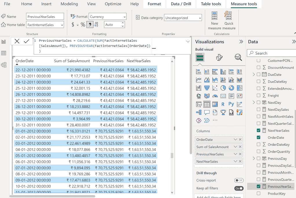 POWER BI DAX PREVIOUSYEAR Function 1