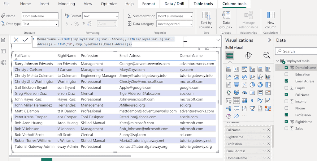 POWER BI DAX RIGHT Function
