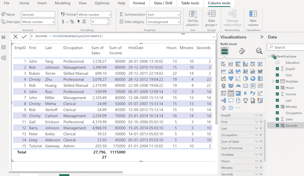 POWER BI DAX SECOND Function