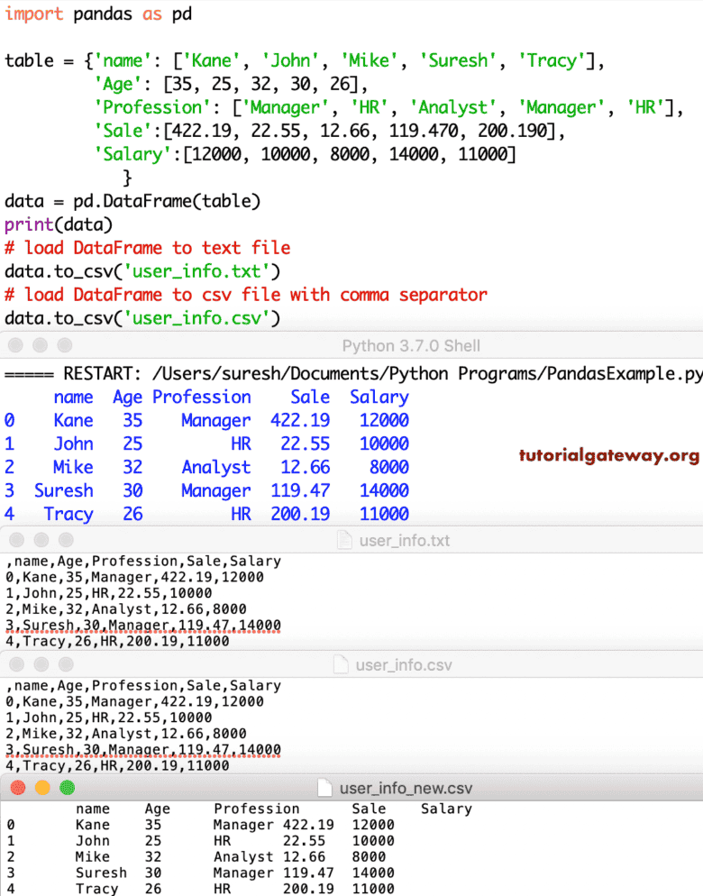 Python Pandas Save DataFrame to CSV and Text File