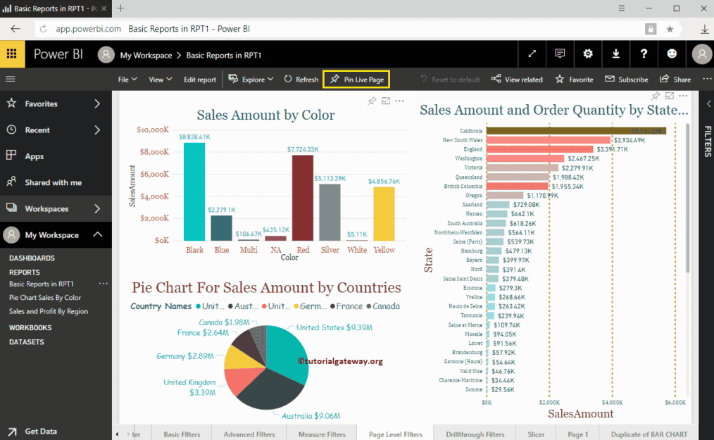Clik on the Pin Live Page option 2