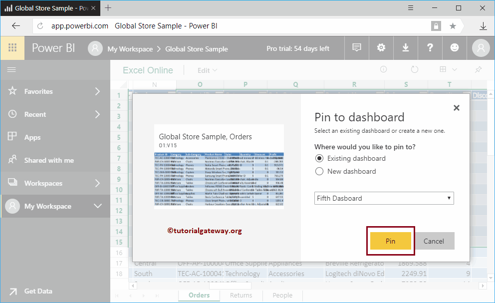 Pin Workbooks to Dashboard 5