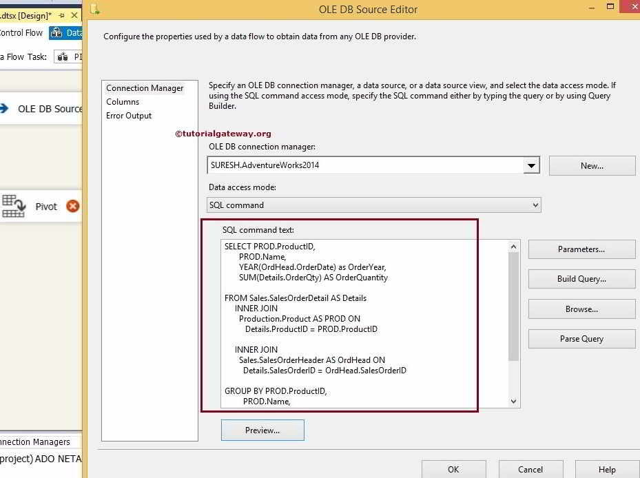 OLE DB Source Editor 3