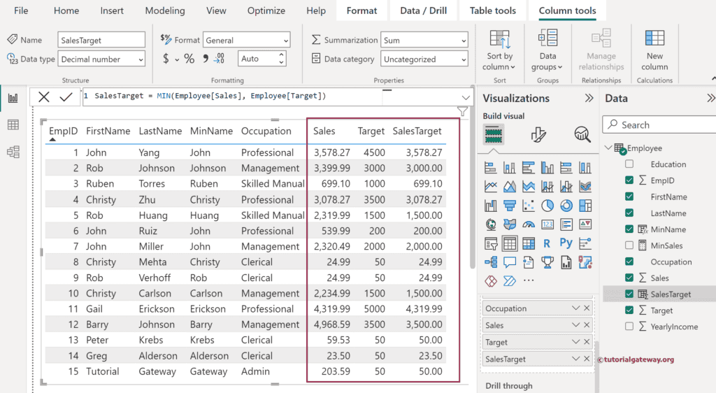 DAX MIN function with two arguments