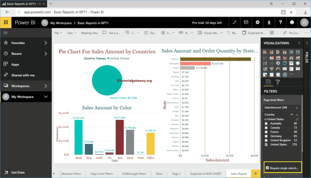 Power BI QA Advanced Checkmark Require Single Selection 4