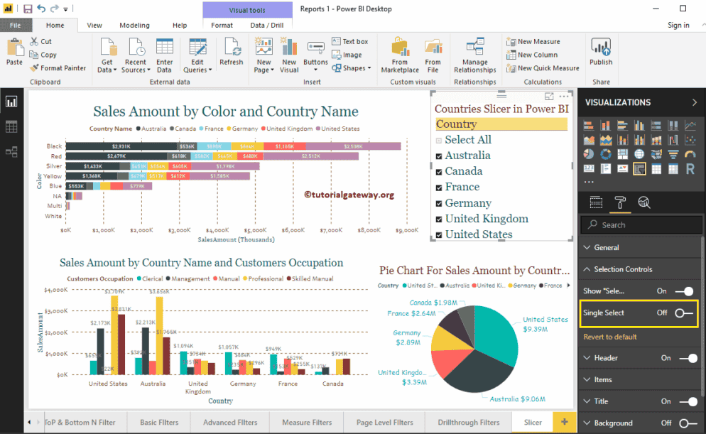Power BI Slicer - Toggle Single Select option from On to Off 16