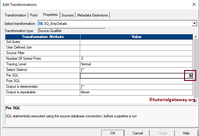 Pre and Post SQL in Informatica 7