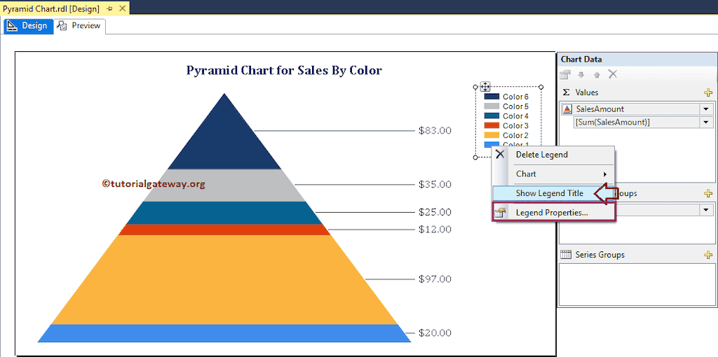 Show SSRS Pyramid Chart Legend Title