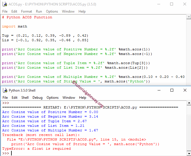 Python ACOS Function
