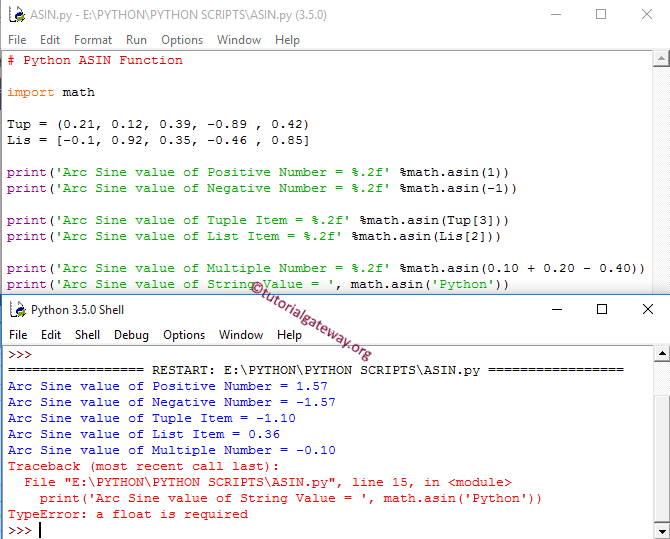Python ASIN Function