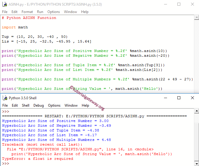 Python ASINH Function