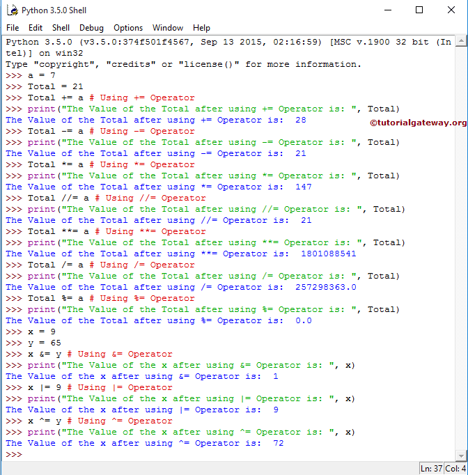 Python Assignment Operators