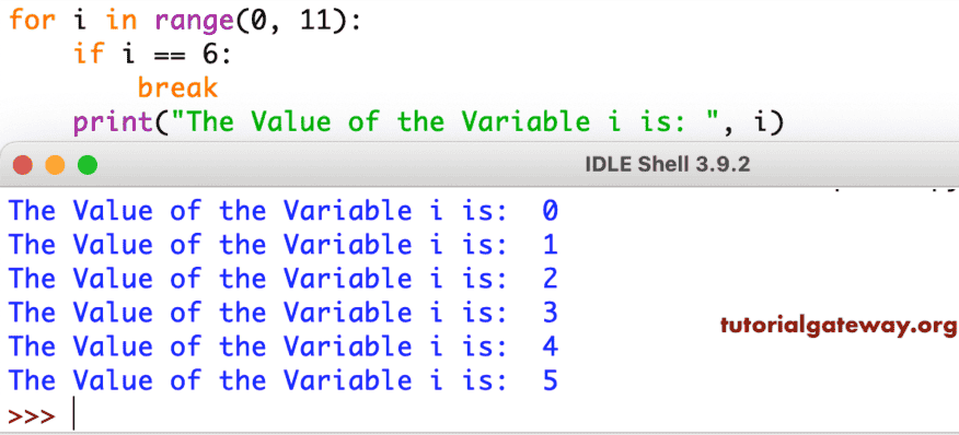 Break Statement Example