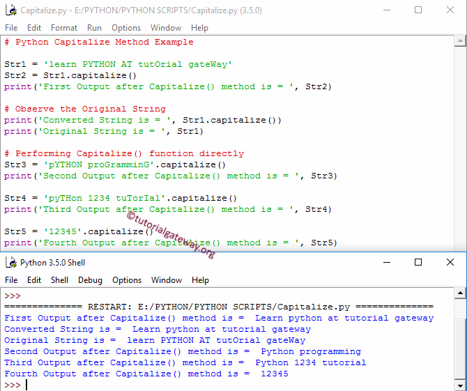 capitalize Function Example