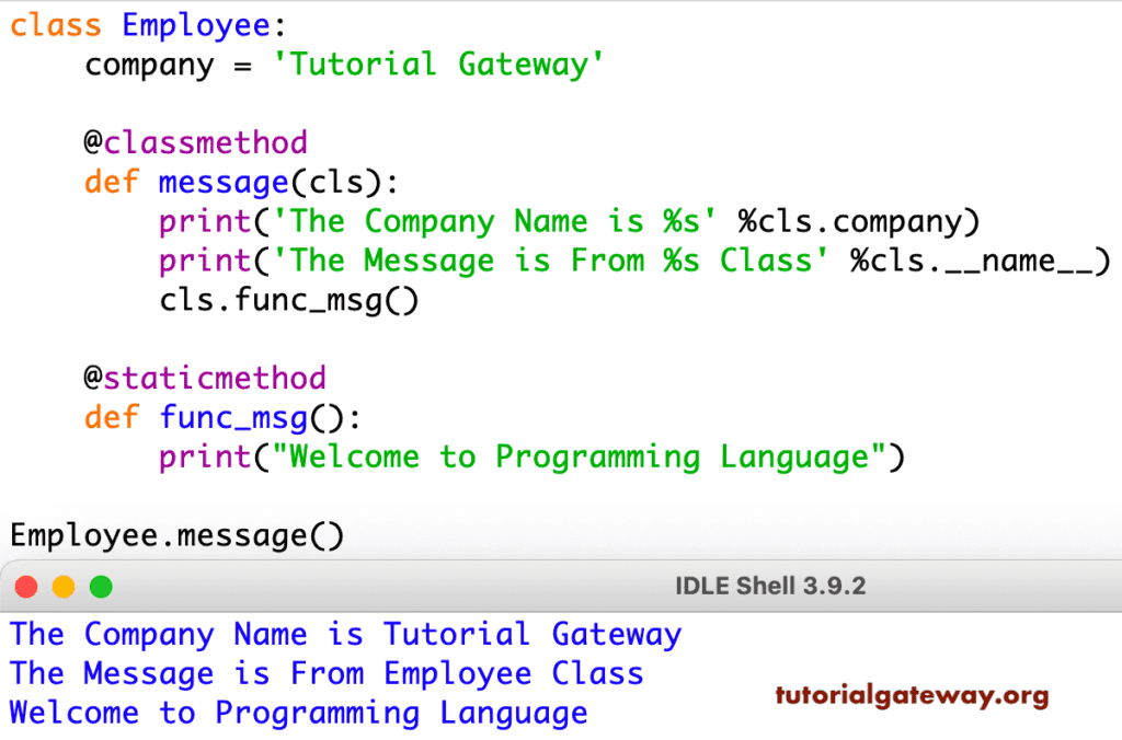 Python classmethod Example