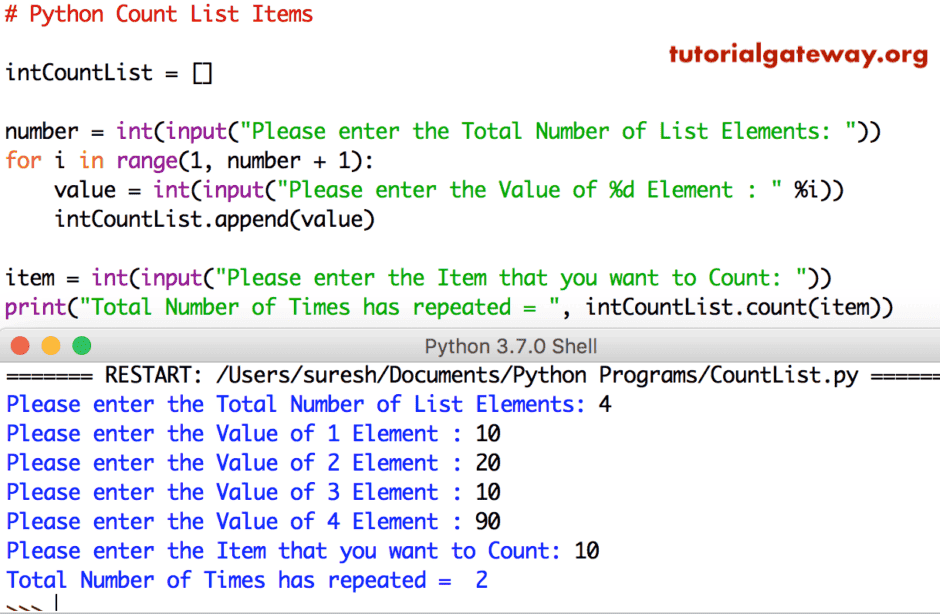 Count List Example