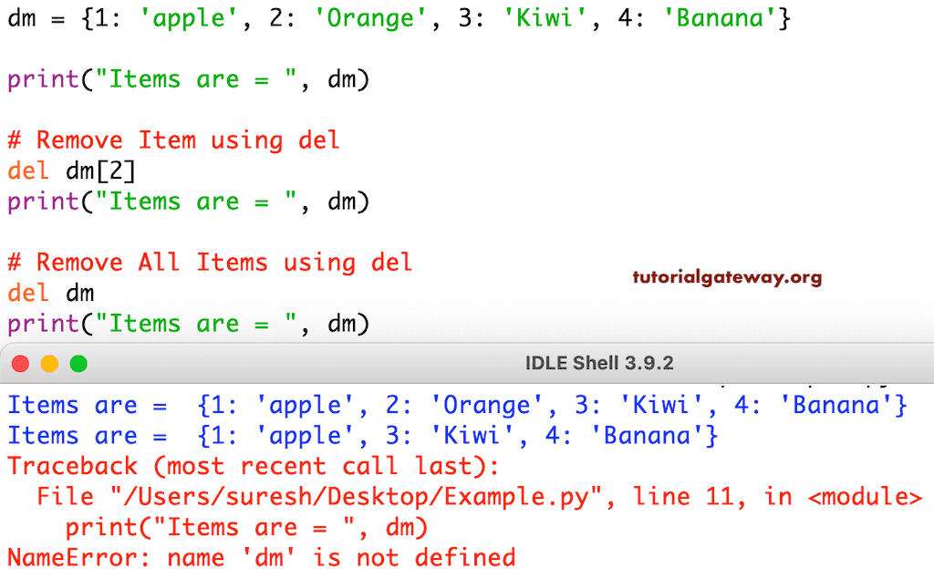 Python Dictionary Example
