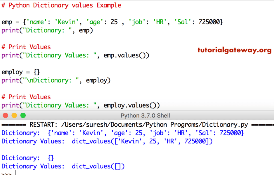 Dictionary Values function