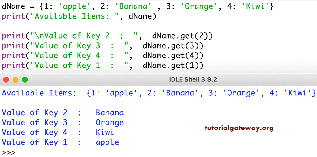 Dictionary get Function Example
