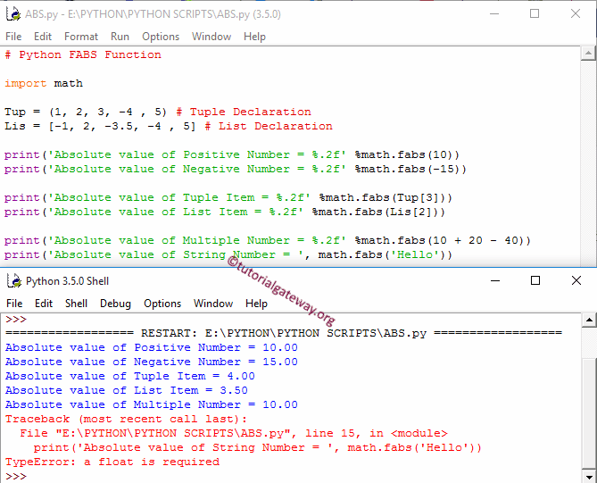 FABS Function absolute value