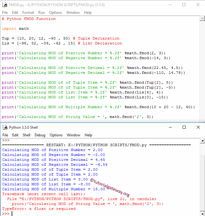 math fmod Function Example