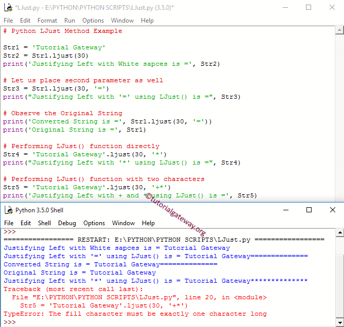 LJust string function