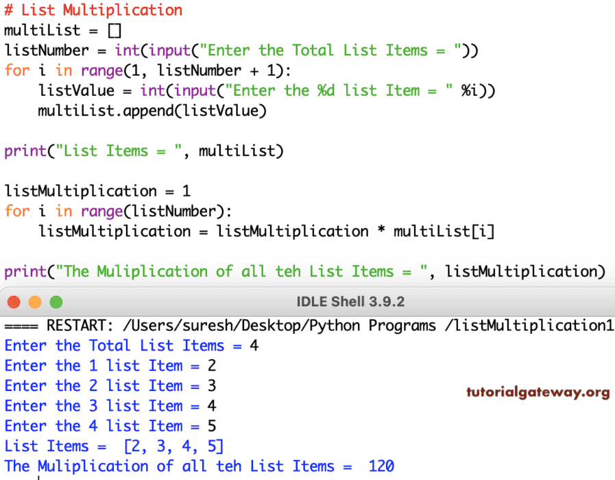 List Multiplication Program