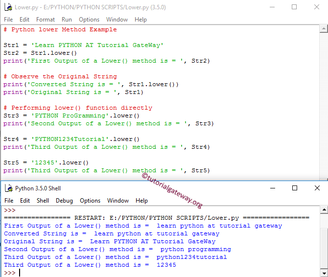 string Lower function Example