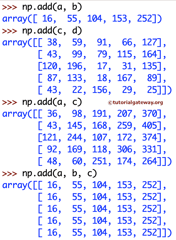 NumPy add function 1
