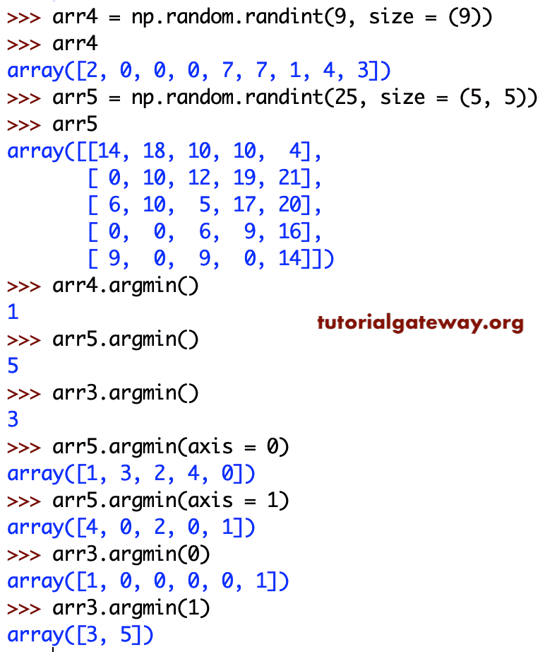 Python NumPy argmin Example
