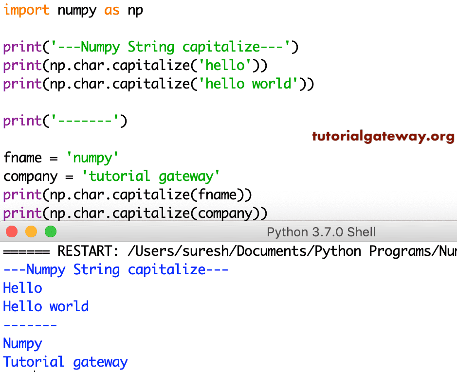 Python Numpy capitalize Method