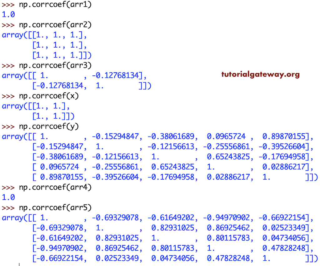 Python NumPy corrcoef Example