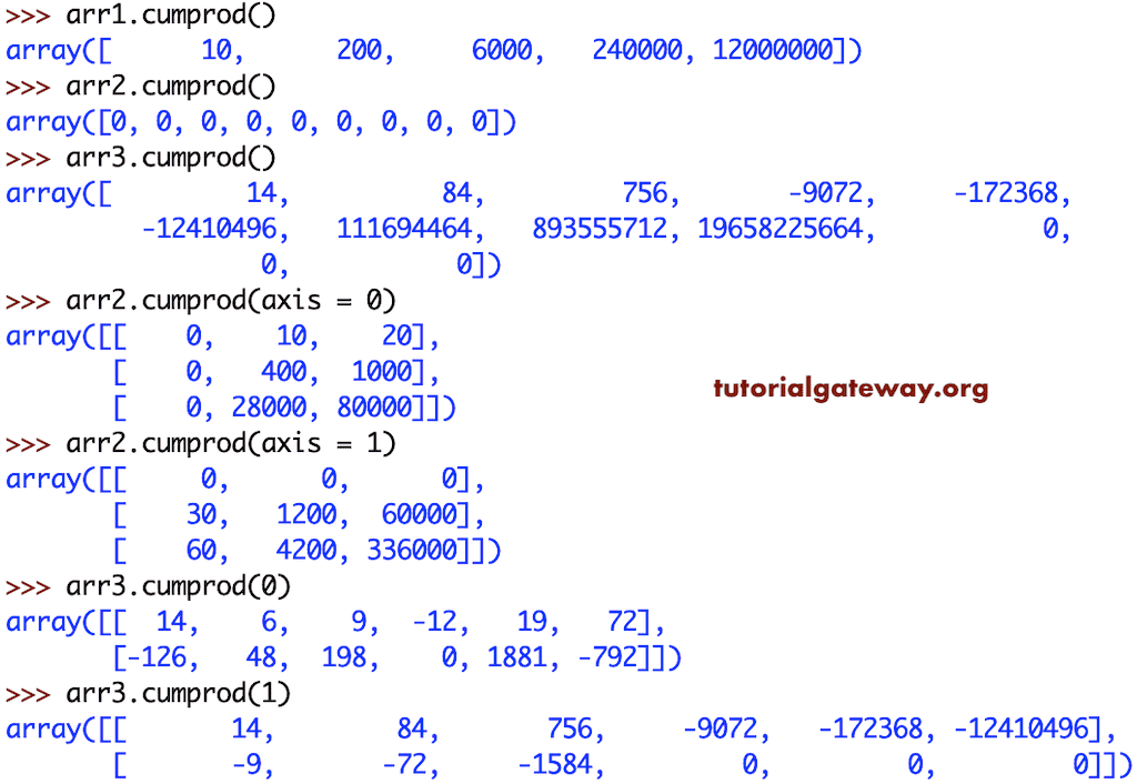 Python NumPy cumprod Example