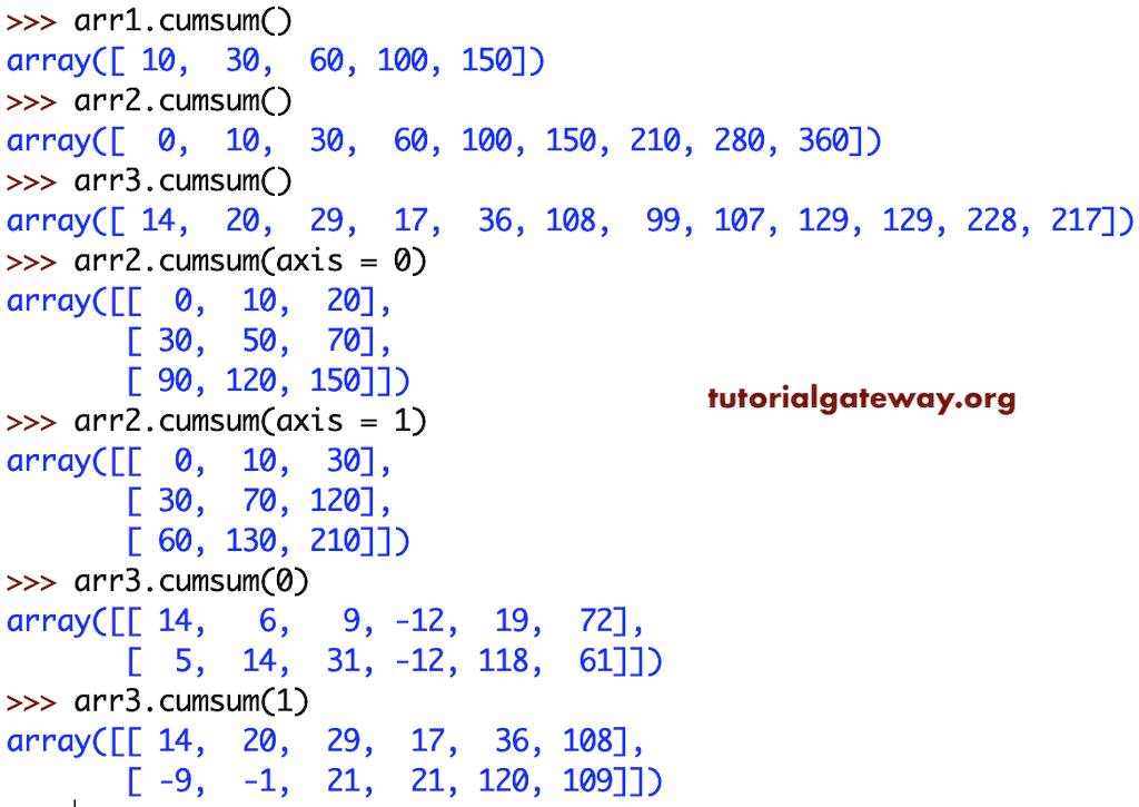Python NumPy cumsum Example