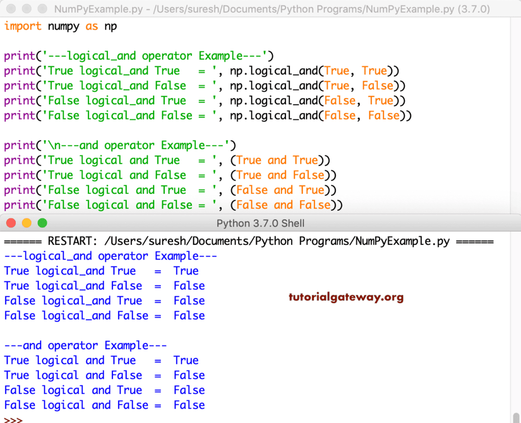 Python Numpy logical and Operator 1