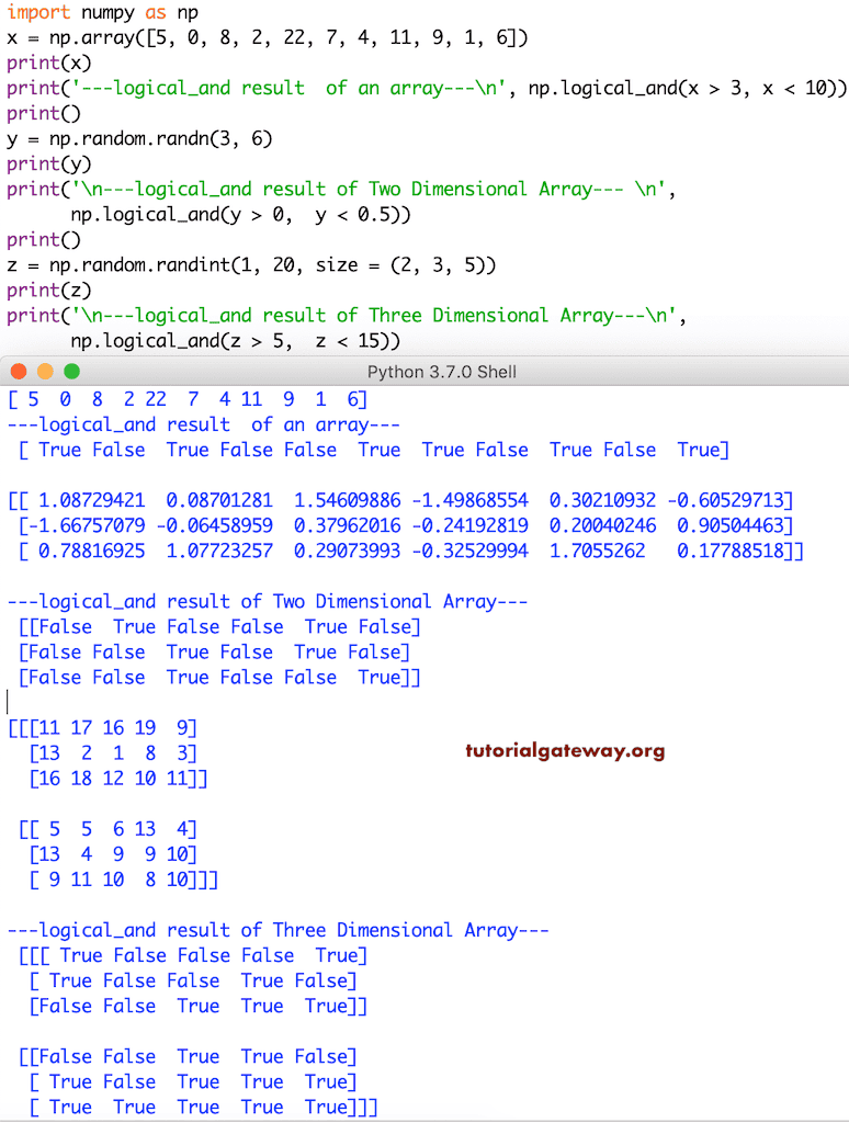 Python Numpy logical and Operator 2