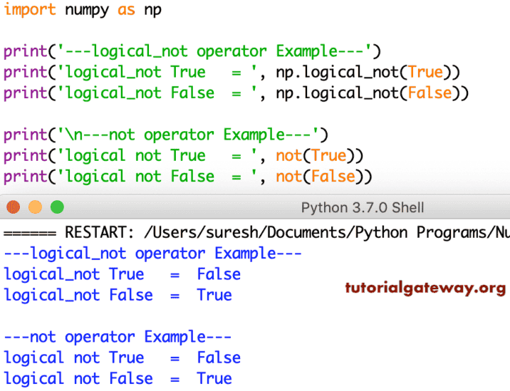 Python Numpy logical not Operator 1