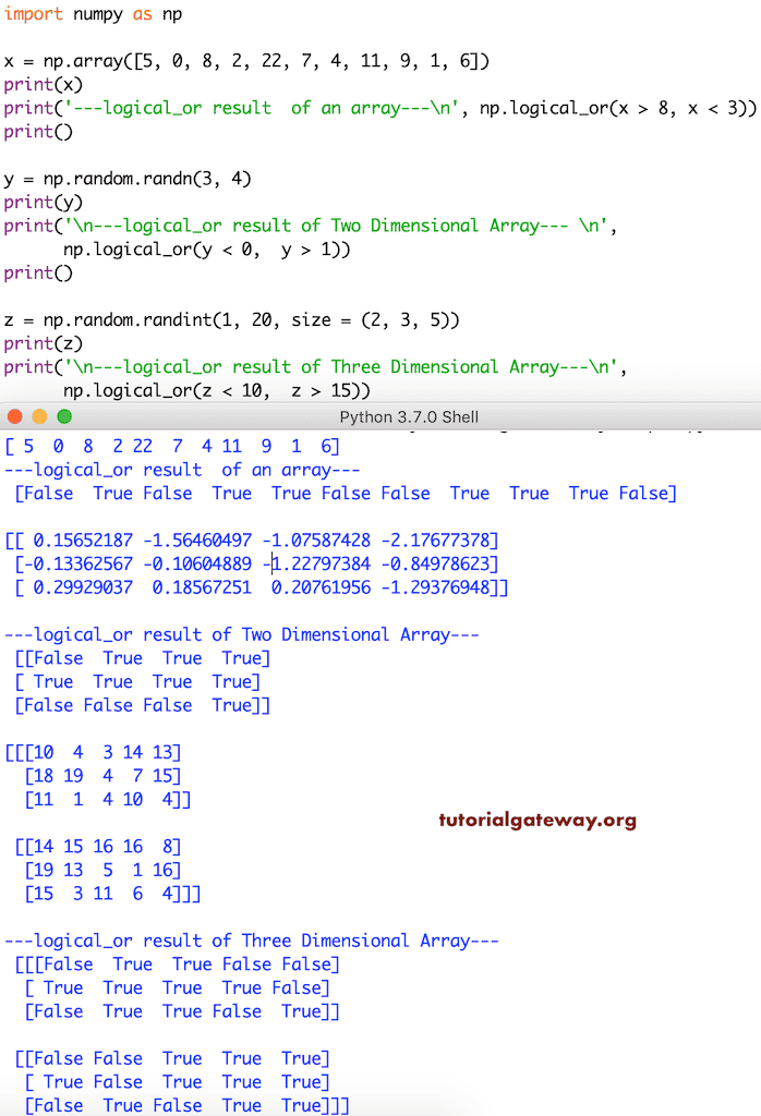 Python Numpy logical or Operator 2