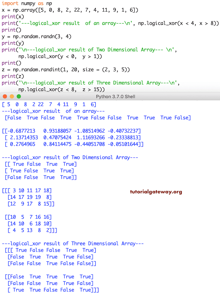 Python Numpy logical xor Operator 2