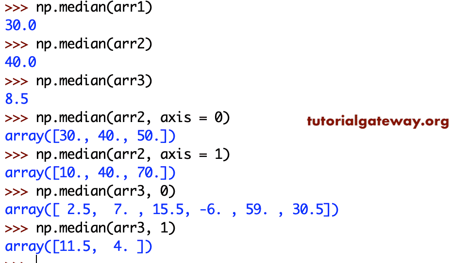 Python NumPy median Example