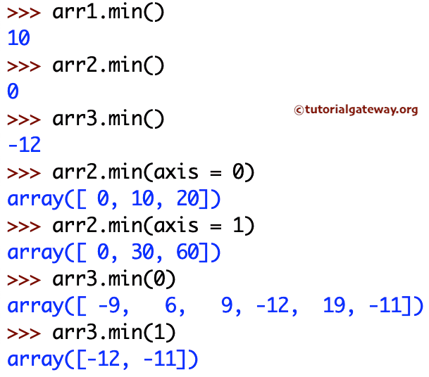 Python NumPy min Example