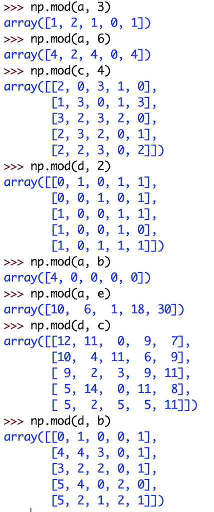 NumPy mod function Example