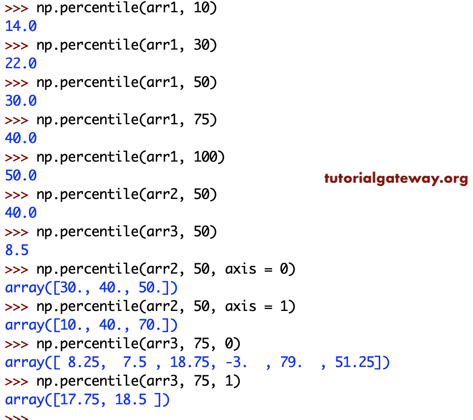 Python NumPy percentile Example