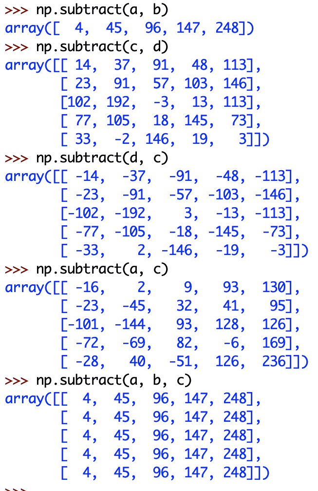 NumPy subtract function Example